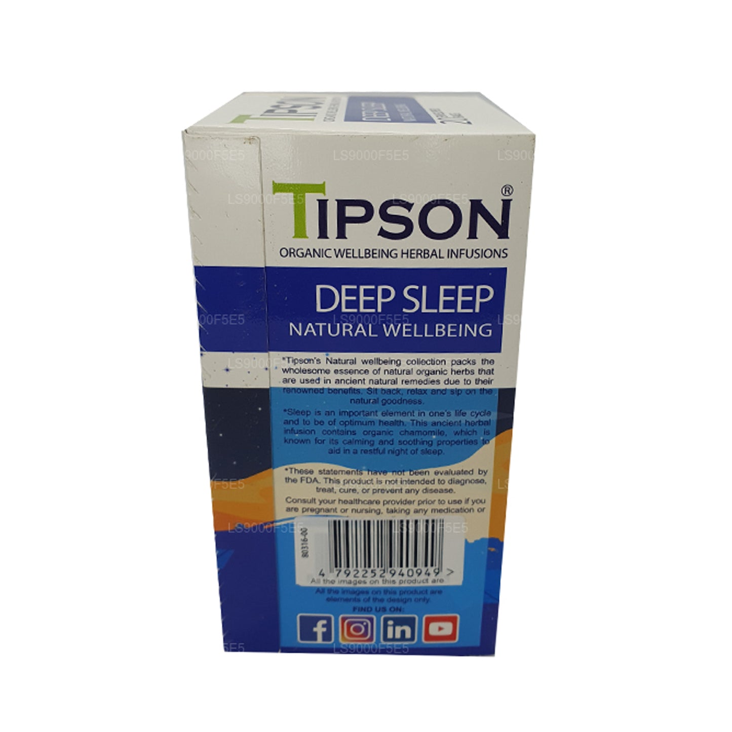 Tipson Organic Deep Sleep Natural Wellbeing (30 g) 20 sachets de thé enveloppés