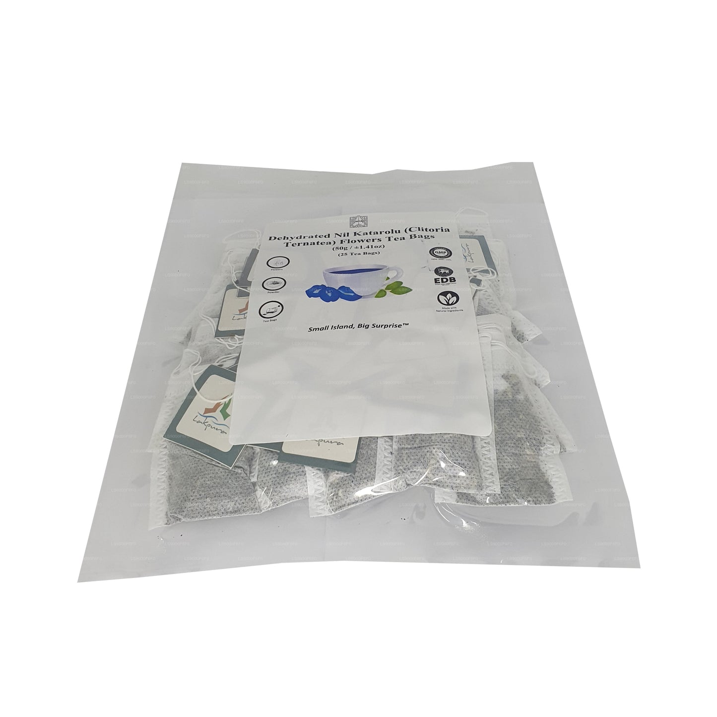 Sachets de tisane de fleurs de pois papillon déshydraté Lakpura® (Nil Katarolu ; Clitoria Ternatea) (25 sachets)