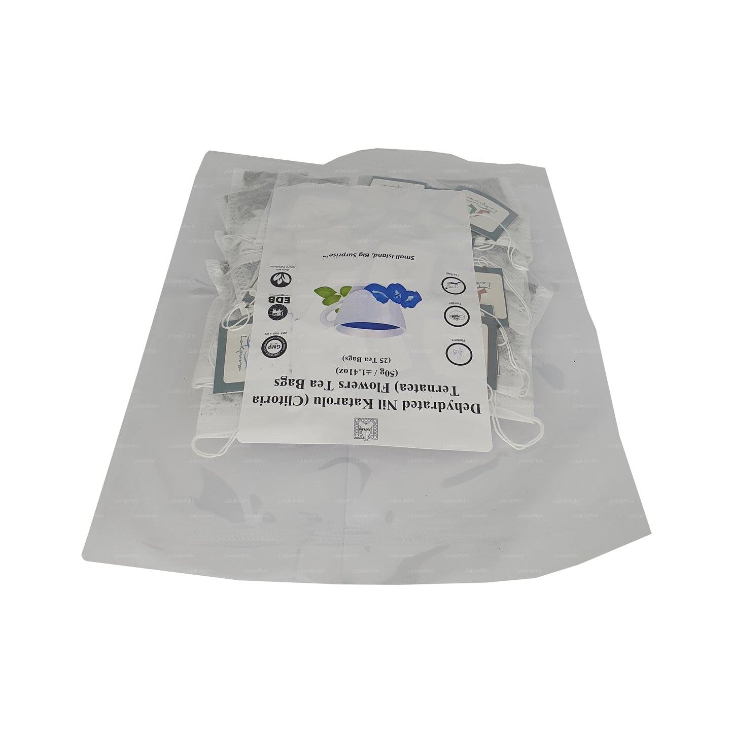 Sachets de tisane de fleurs de pois papillon déshydraté Lakpura® (Nil Katarolu ; Clitoria Ternatea) (25 sachets)