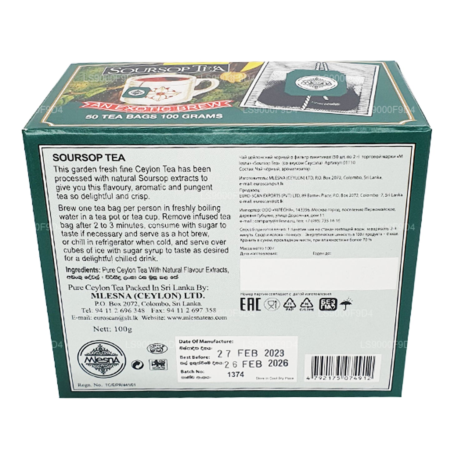 Thé au corossol Mlesna « An Exotic Brew » 50 sachets de thé (100 g)