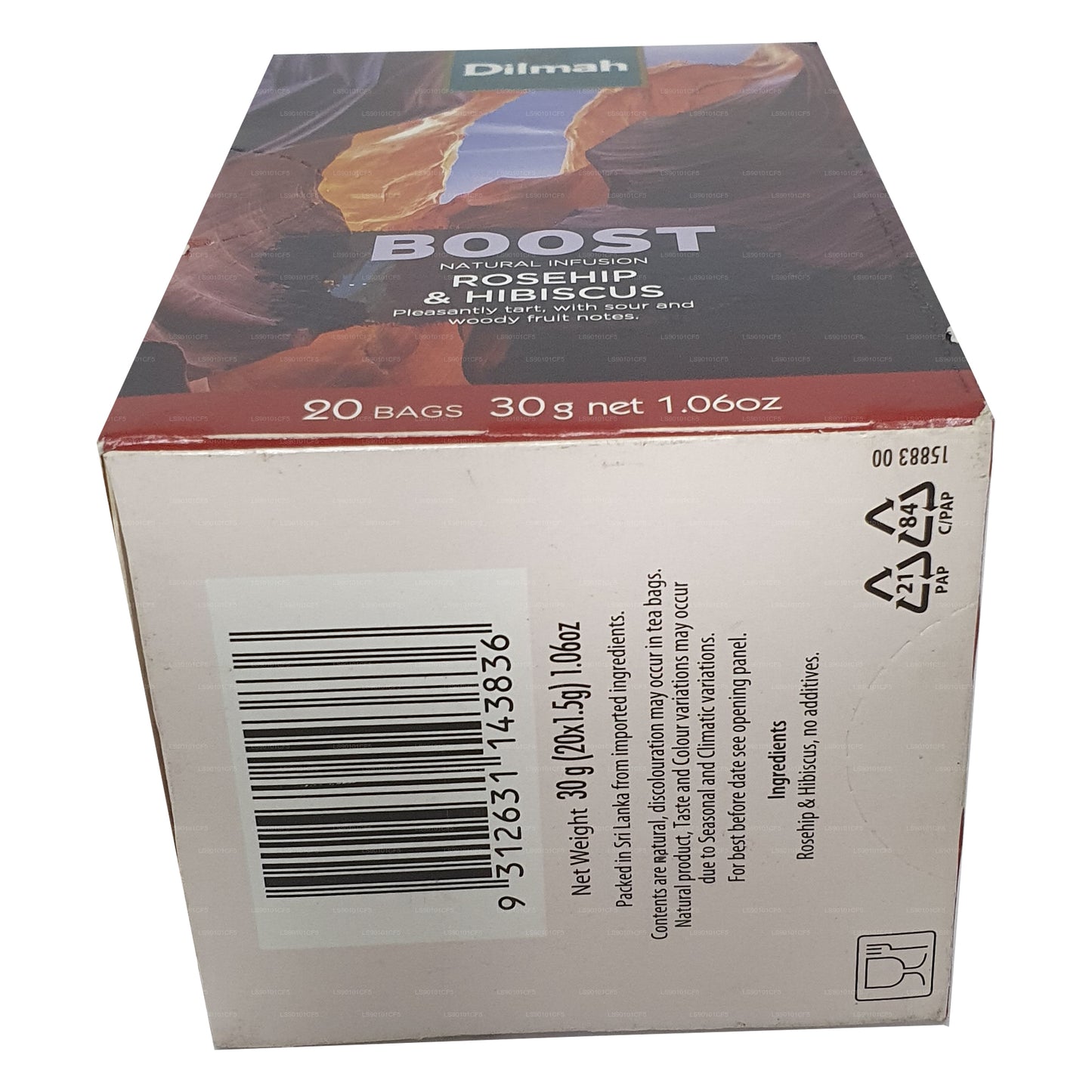 Thé noir aromatisé à la rose musquée et à l'hibiscus Dilmah (30g)