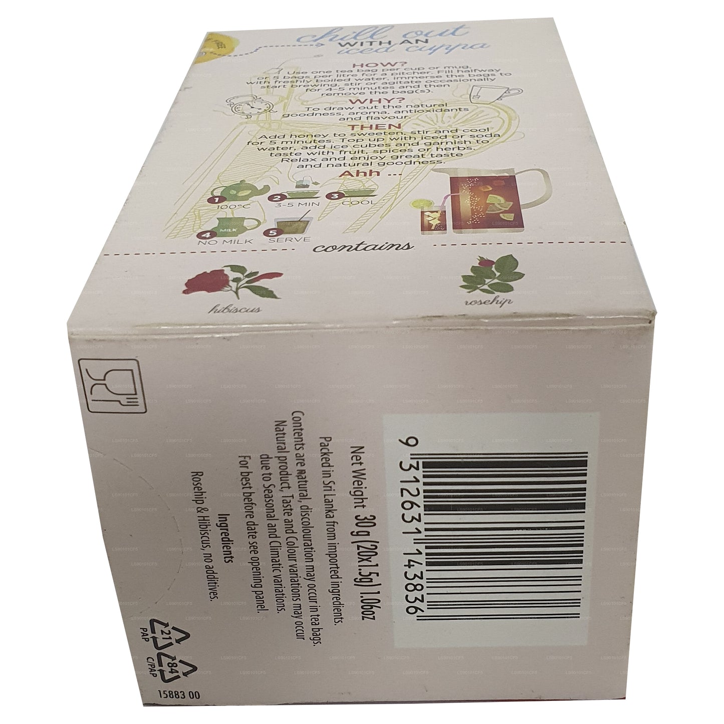 Thé noir aromatisé à la rose musquée et à l'hibiscus Dilmah (30g)