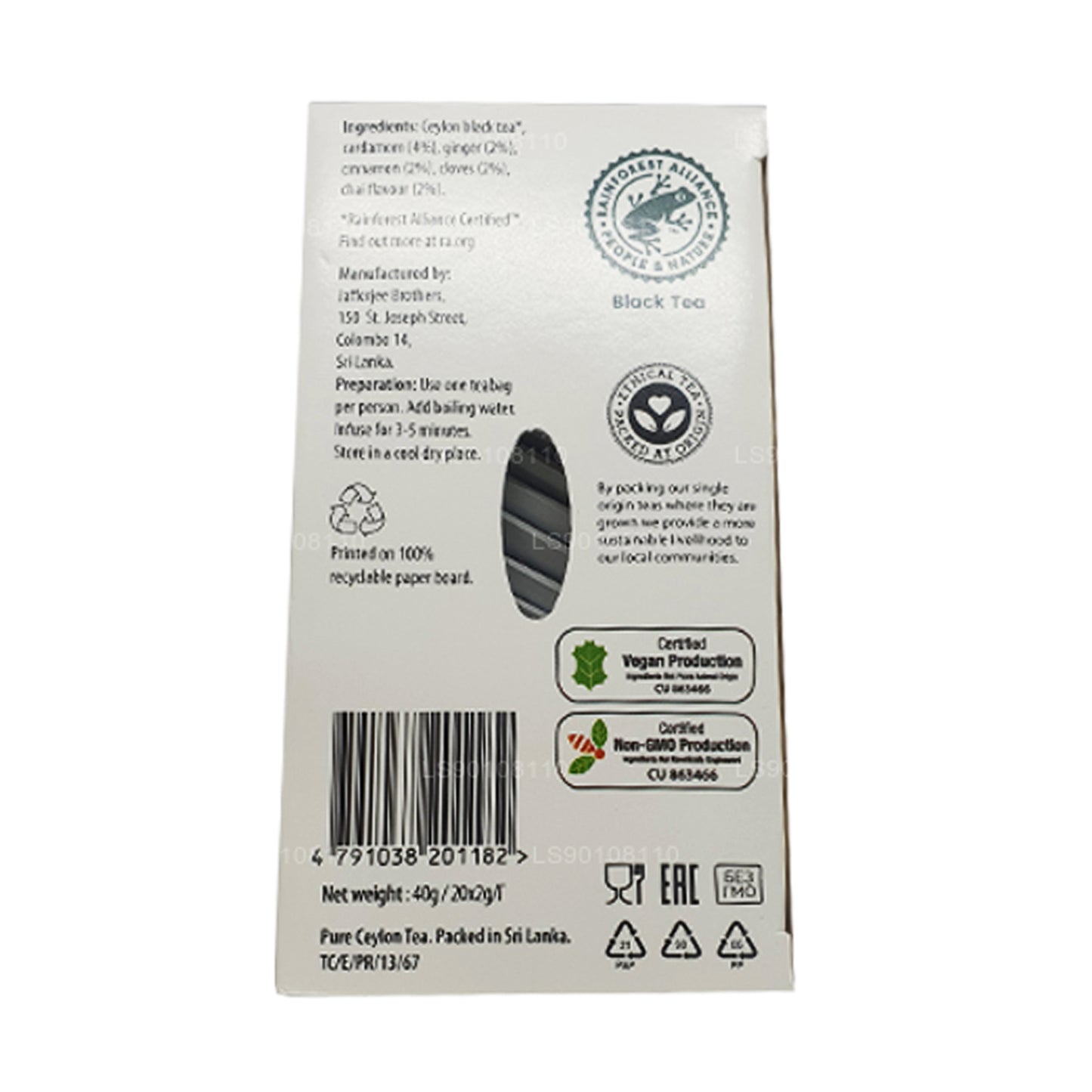 Thé noir épicé Jaf Tea Pure Spice Collection (40 g) 20 sachets de thé