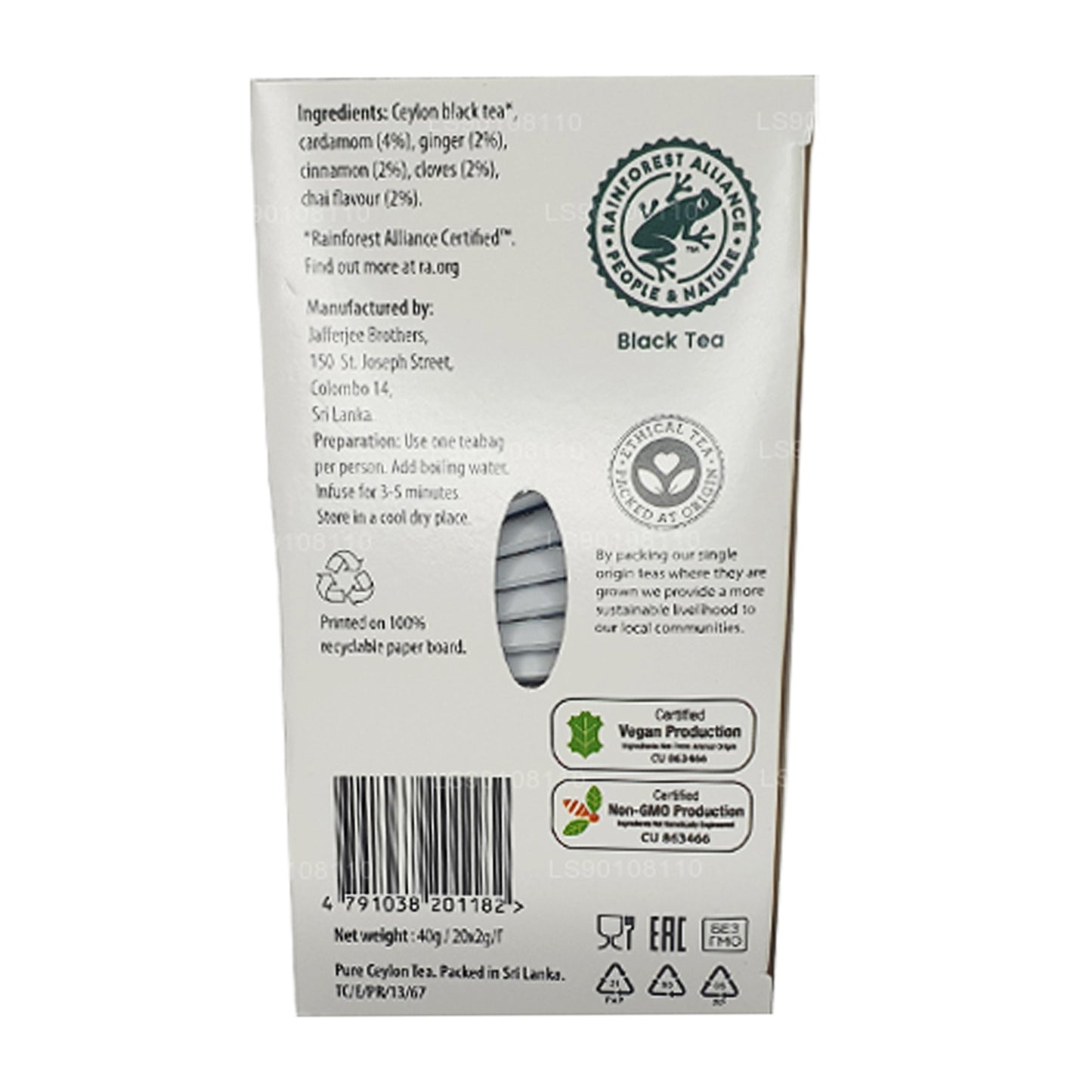 Thé noir épicé Jaf Tea Pure Spice Collection (40 g) 20 sachets de thé