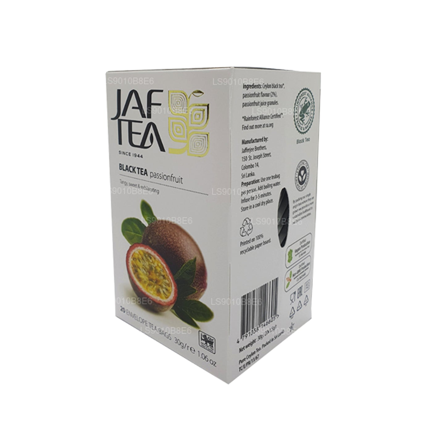 Sachets de thé en aluminium pour thé noir de la collection Pure Fruits de la collection Jaf Tea (30 g)
