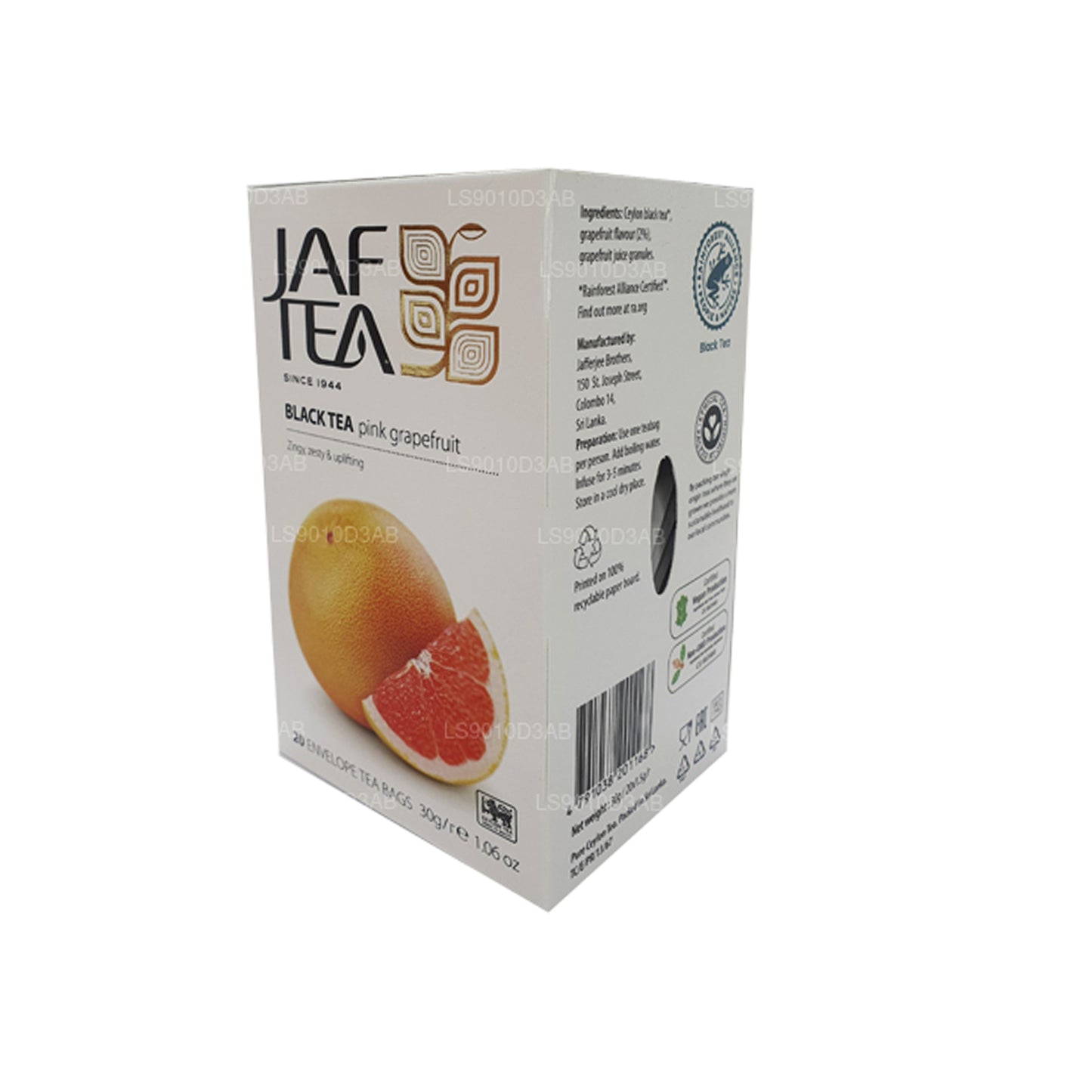 Sachets de thé en papillote de pamplemousse rose de la collection Jaf Tea Pure Fruits Collection (30 g)