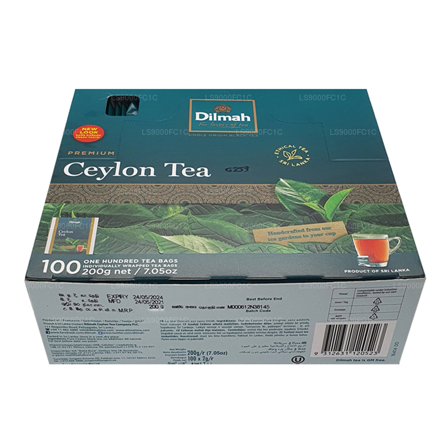 Thé de Ceylan Dilmah Premium, emballé individuellement, 100 sachets de thé (200 g)