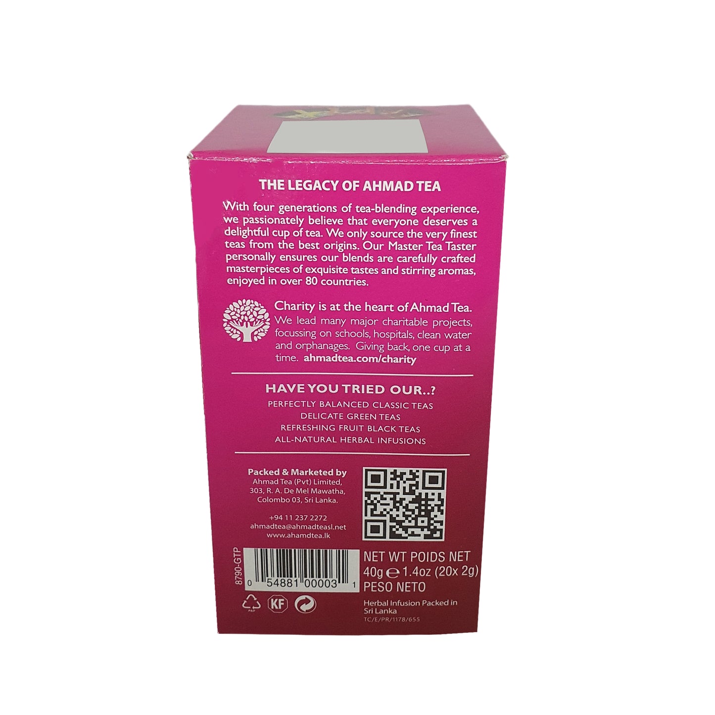 Ahmad Rosehip, Hibiscus et Cerise (40 g) 20 sachets de thé en aluminium
