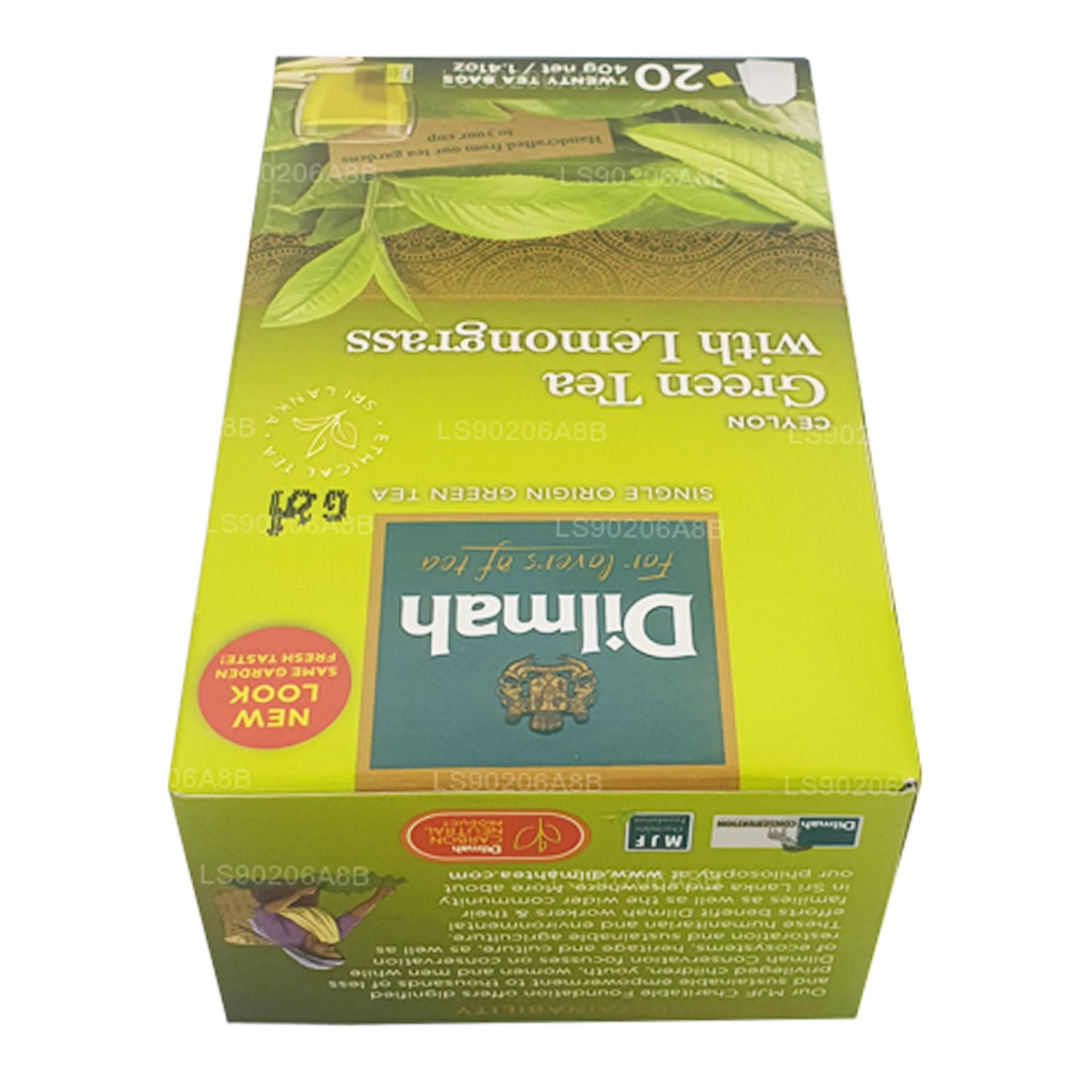Thé vert pur de Ceylan Dilmah avec thé à la citronnelle (40g) 20 sachets de thé