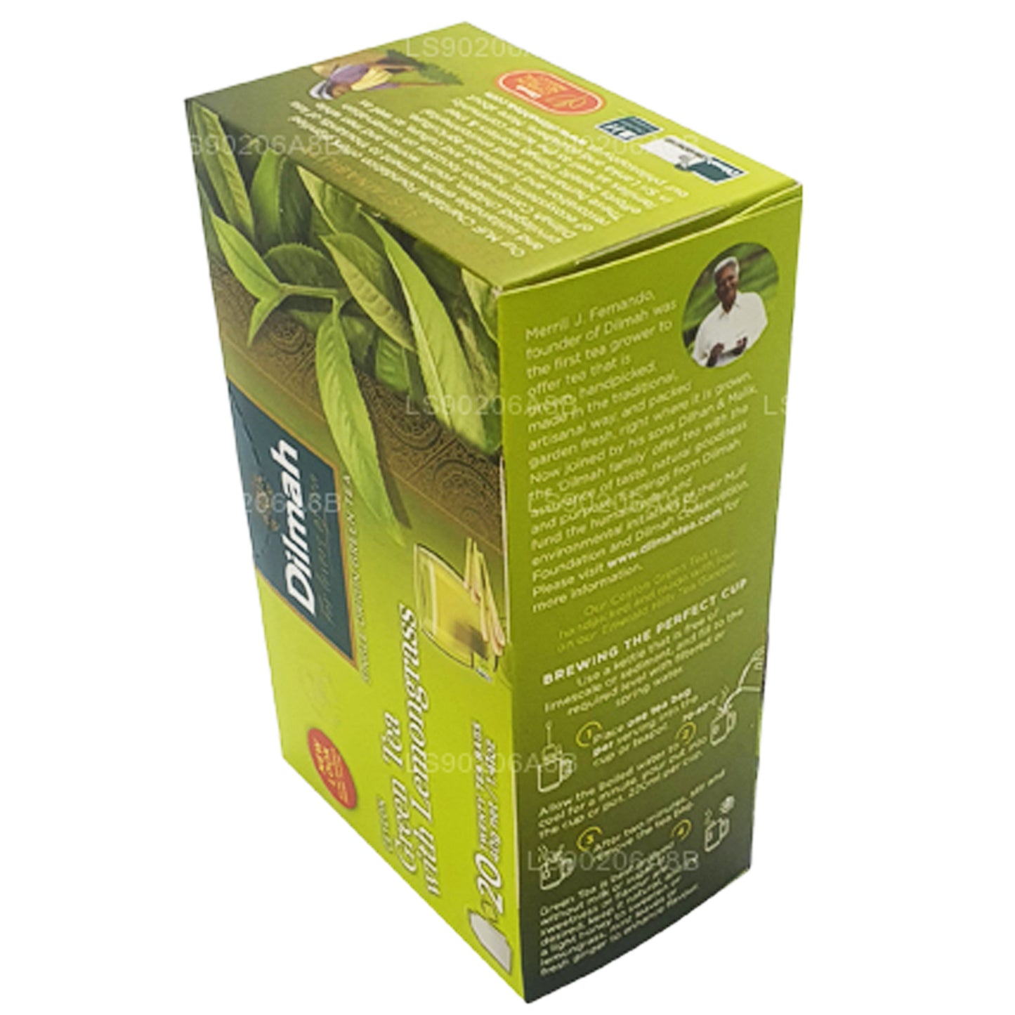 Thé vert pur de Ceylan Dilmah avec thé à la citronnelle (40g) 20 sachets de thé