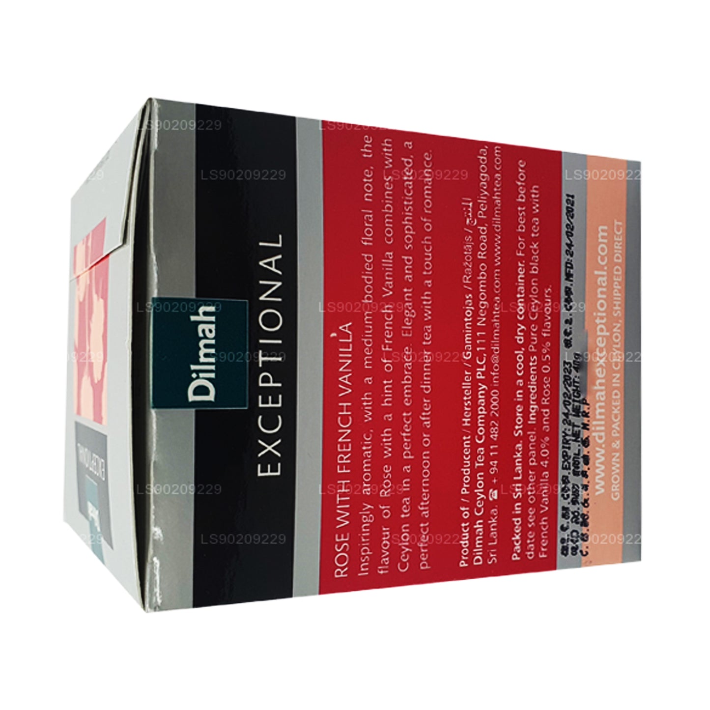Dilmah Exceptional Rose à la vanille française (40g) 20 sachets de thé