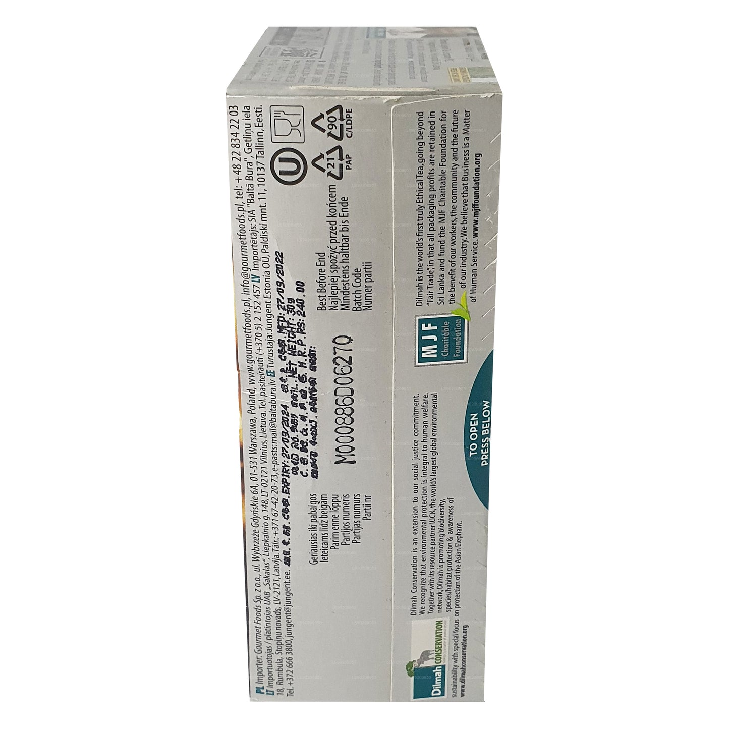 Thé aromatisé au caramel Dilmah (40g) 20 sachets de thé