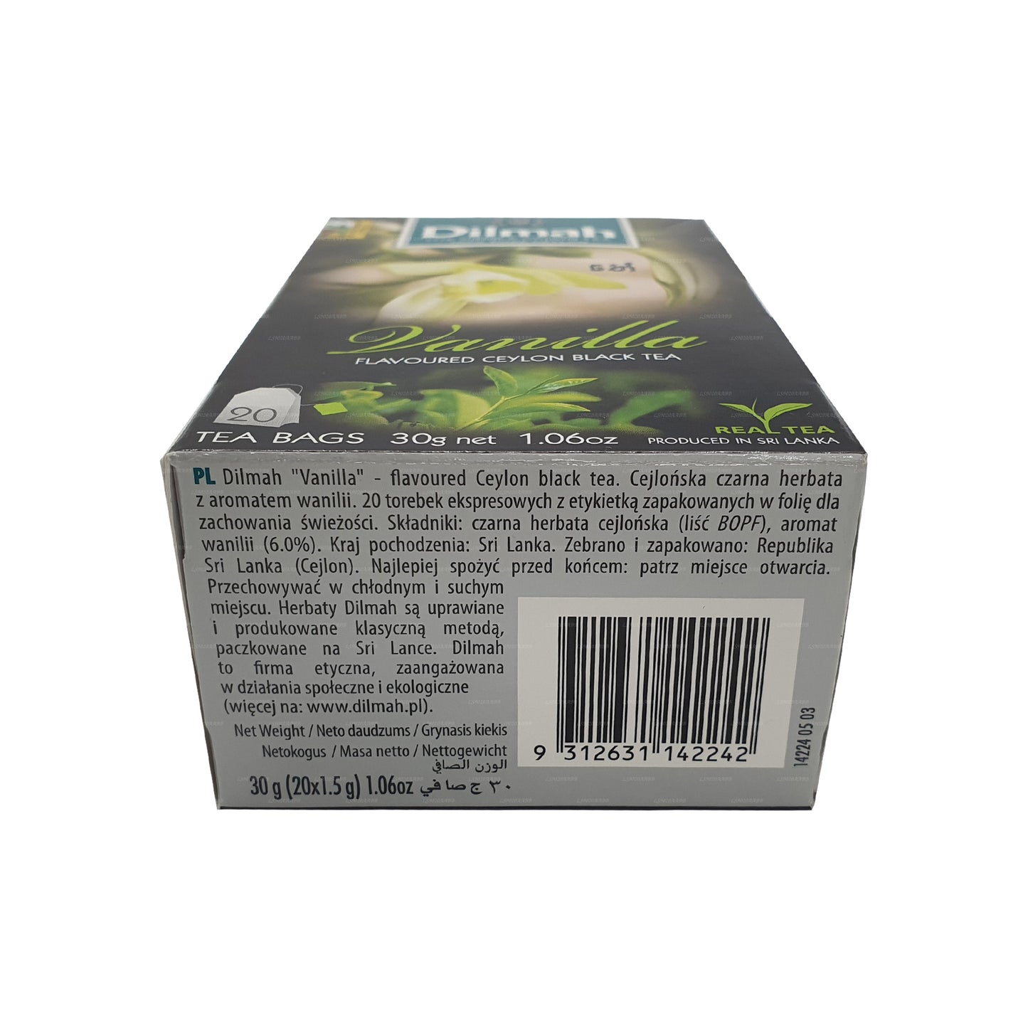 Thé aromatisé à la vanille Dilmah (40g) 20 sachets de thé