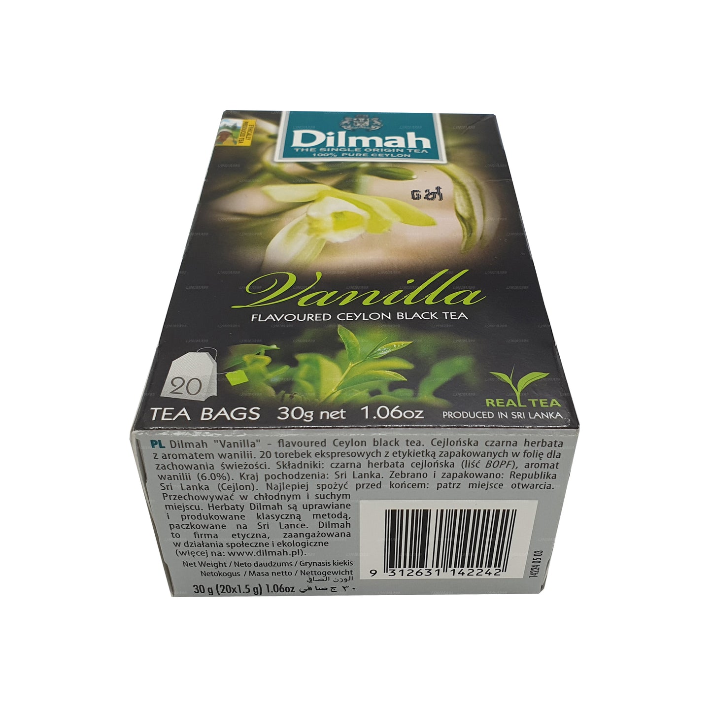 Thé aromatisé à la vanille Dilmah (40g) 20 sachets de thé