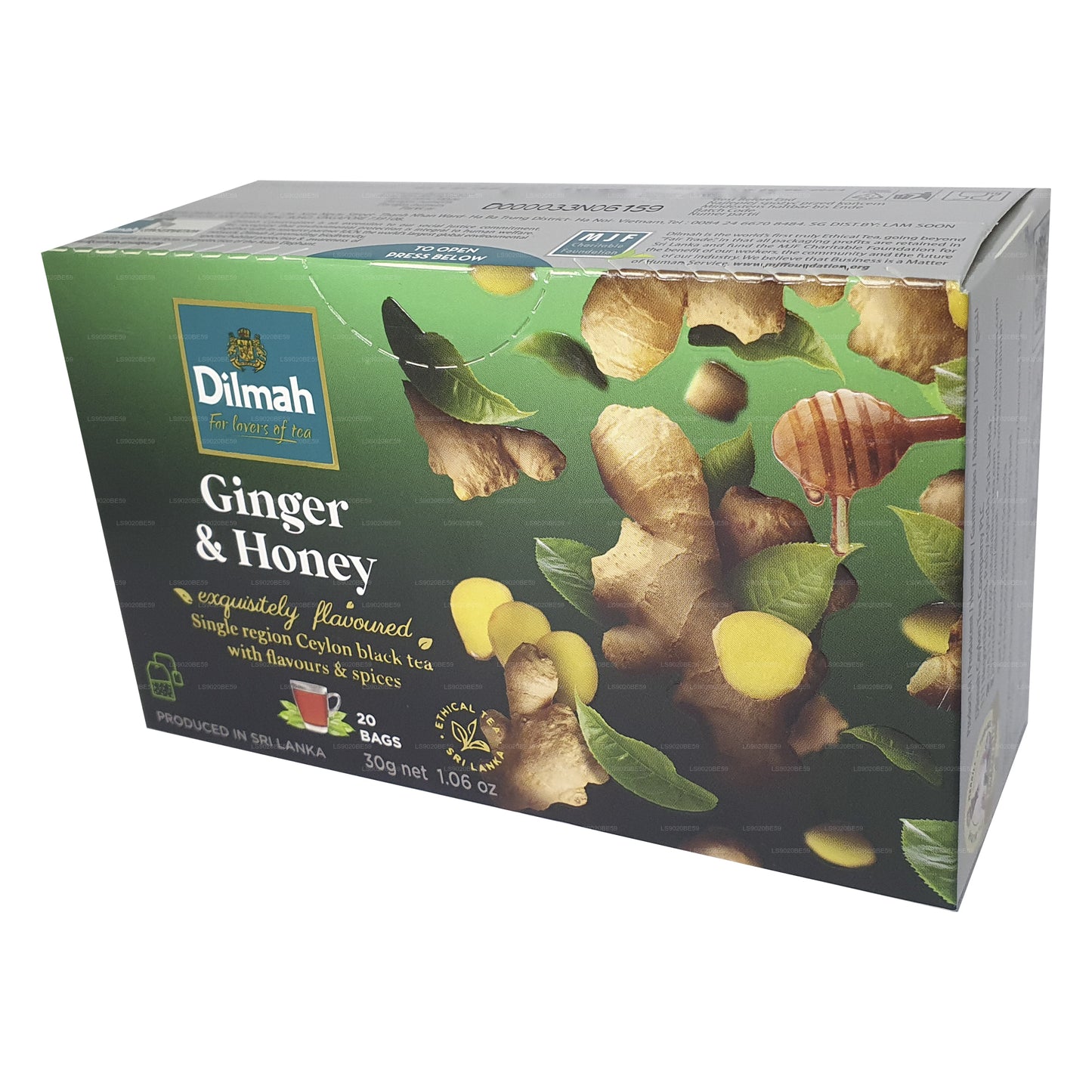 Thé aromatisé au gingembre et au miel Dilmah (30g) 20 sachets