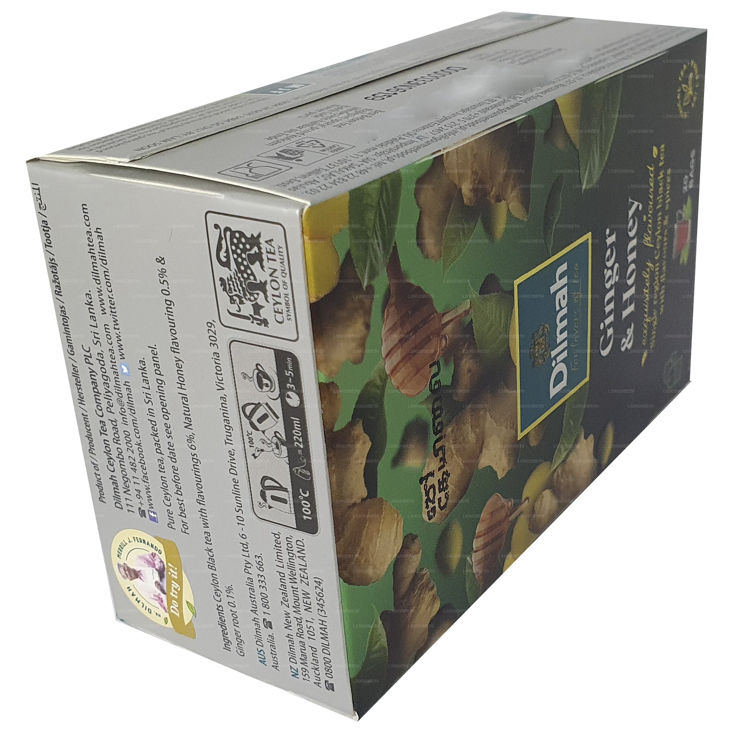 Thé aromatisé au gingembre et au miel Dilmah (30g) 20 sachets