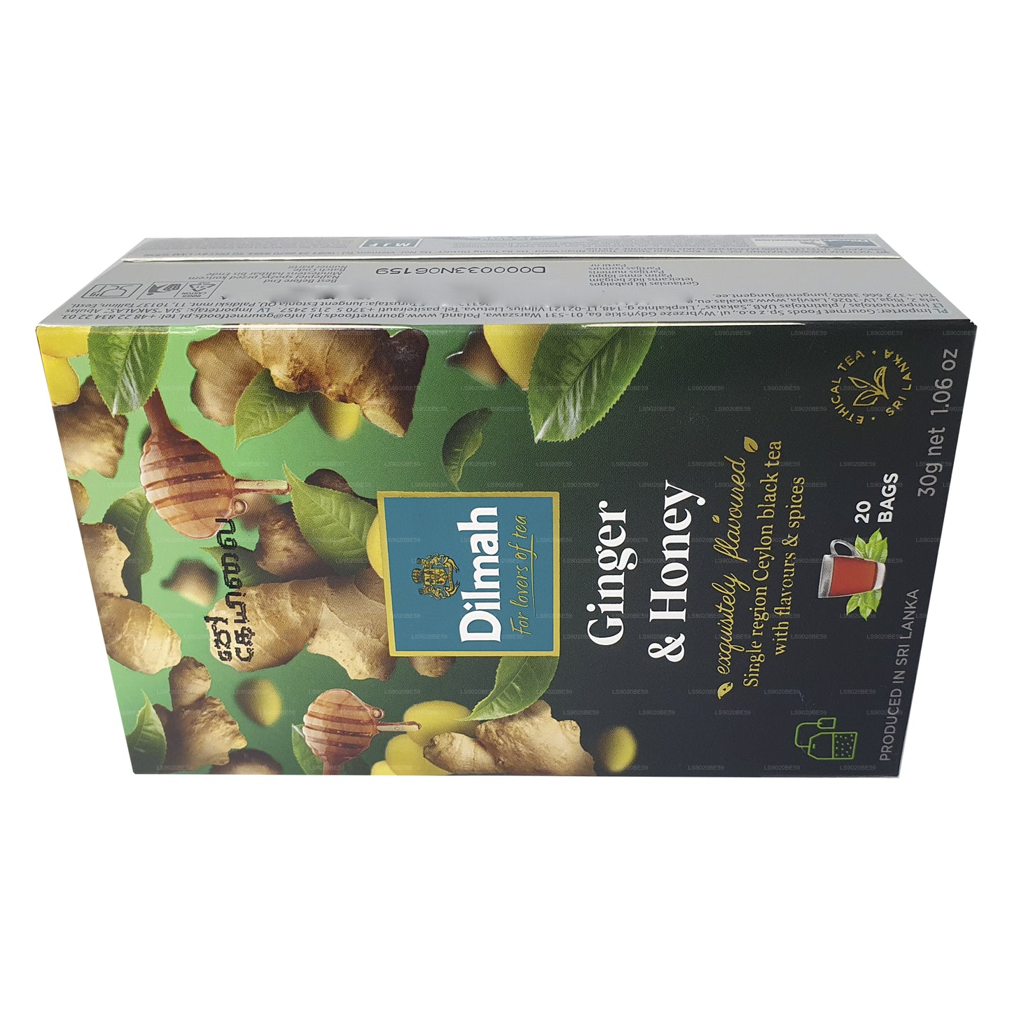 Thé aromatisé au gingembre et au miel Dilmah (30g) 20 sachets