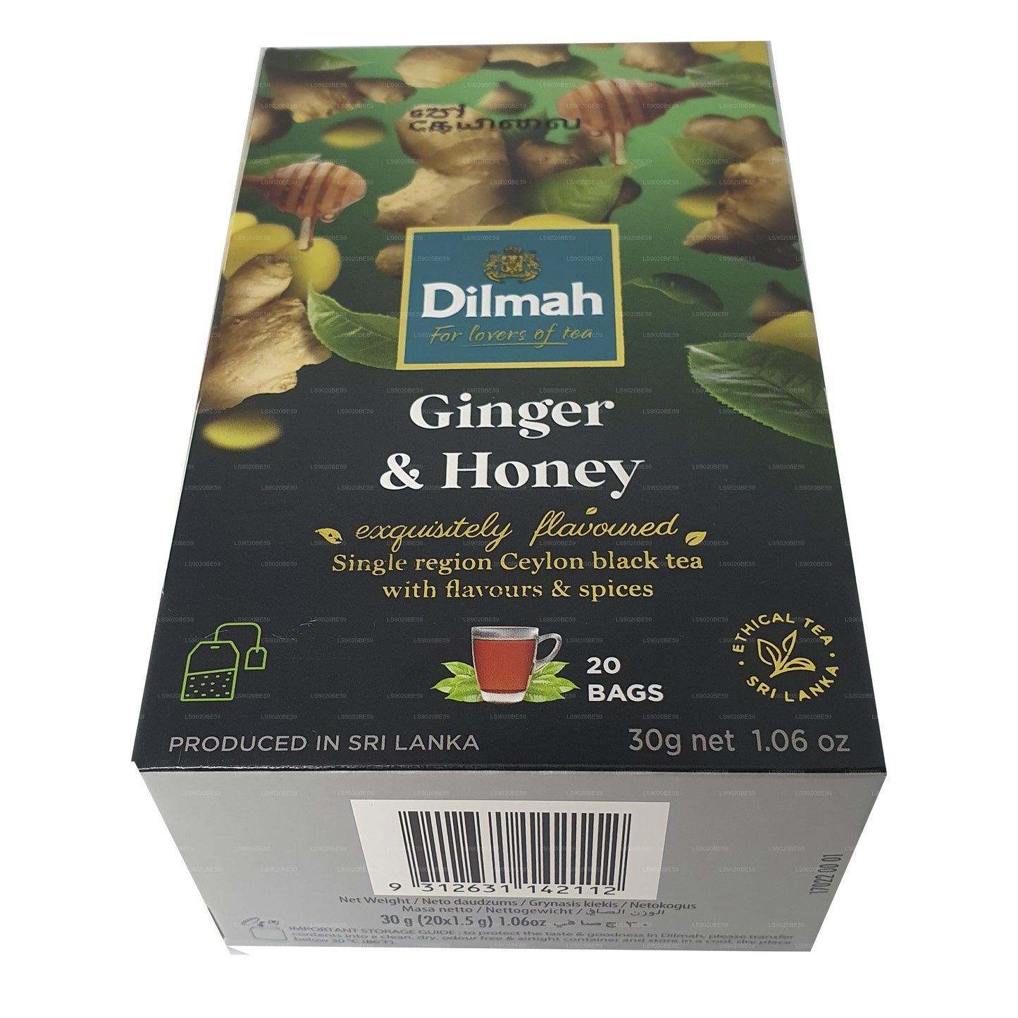 Thé aromatisé au gingembre et au miel Dilmah (30g) 20 sachets