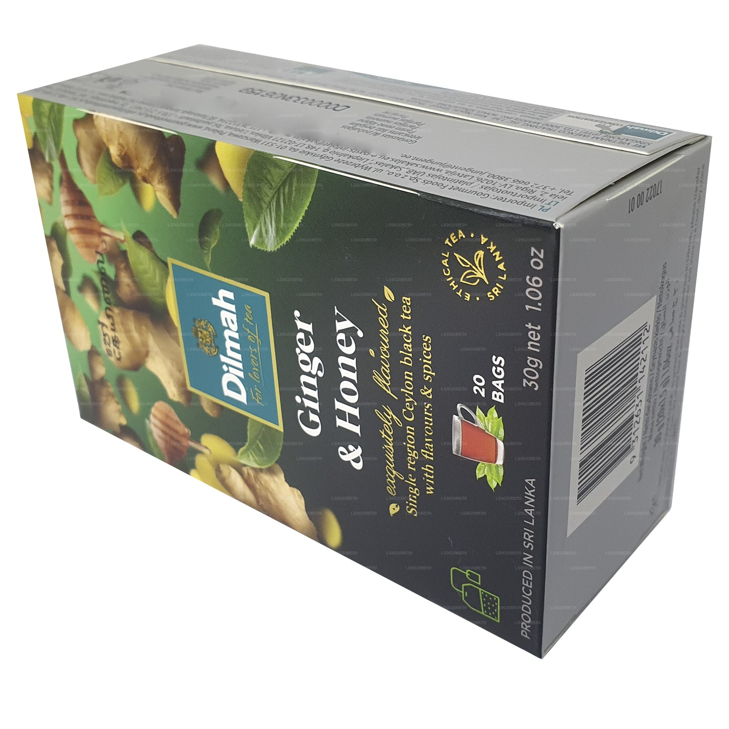 Thé aromatisé au gingembre et au miel Dilmah (30g) 20 sachets