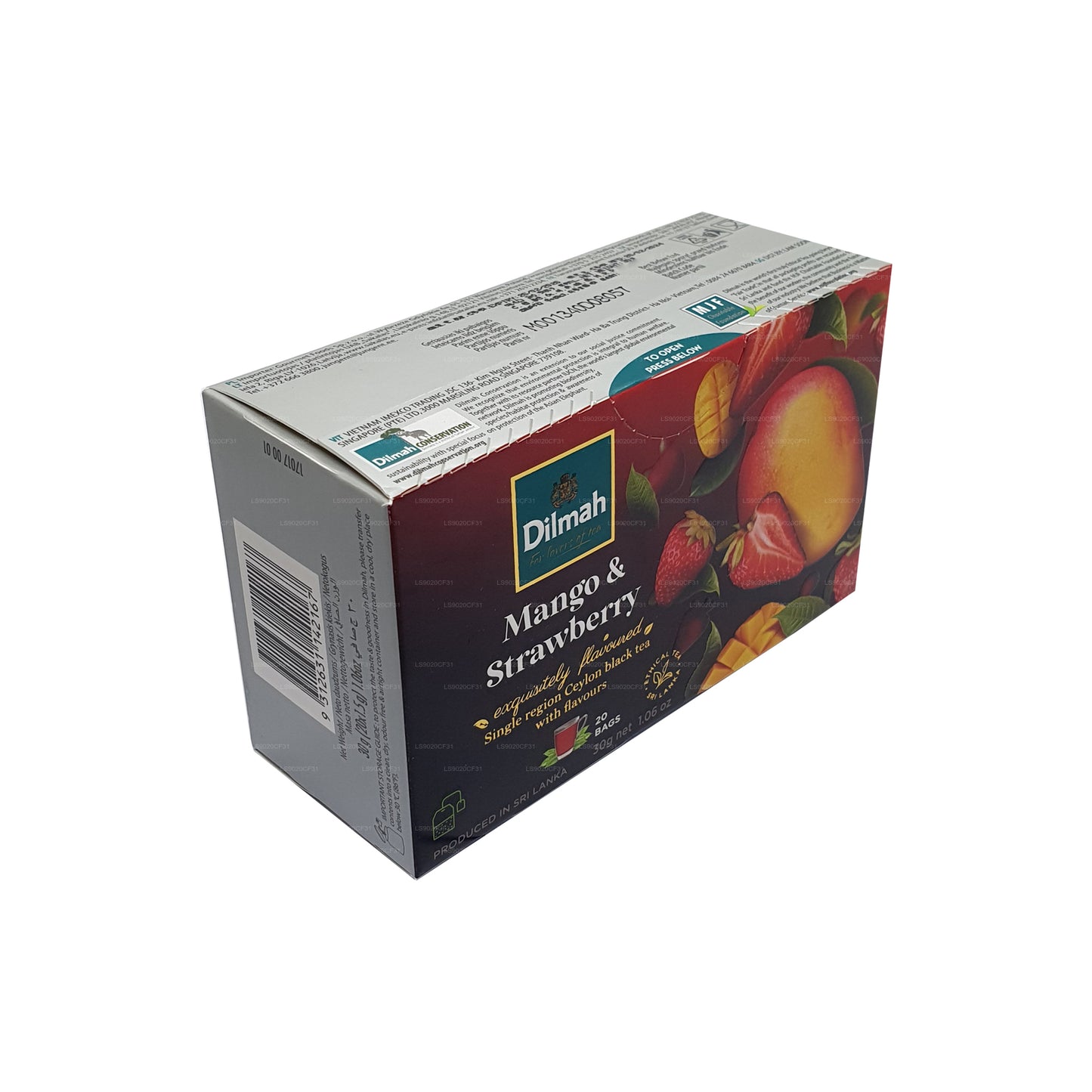 Thé aromatisé à la mangue et à la fraise Dilmah (30g) 20 sachets
