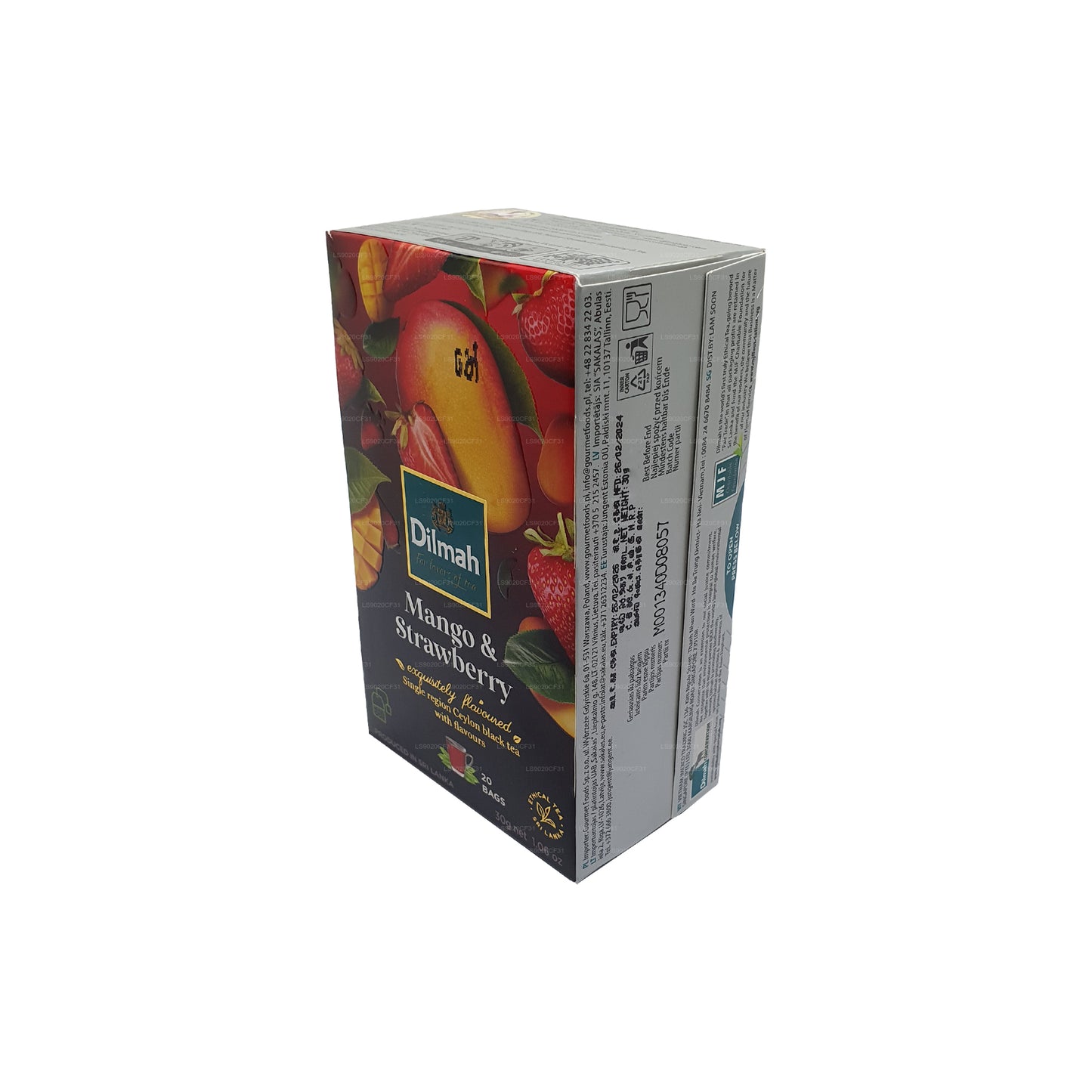 Thé aromatisé à la mangue et à la fraise Dilmah (30g) 20 sachets