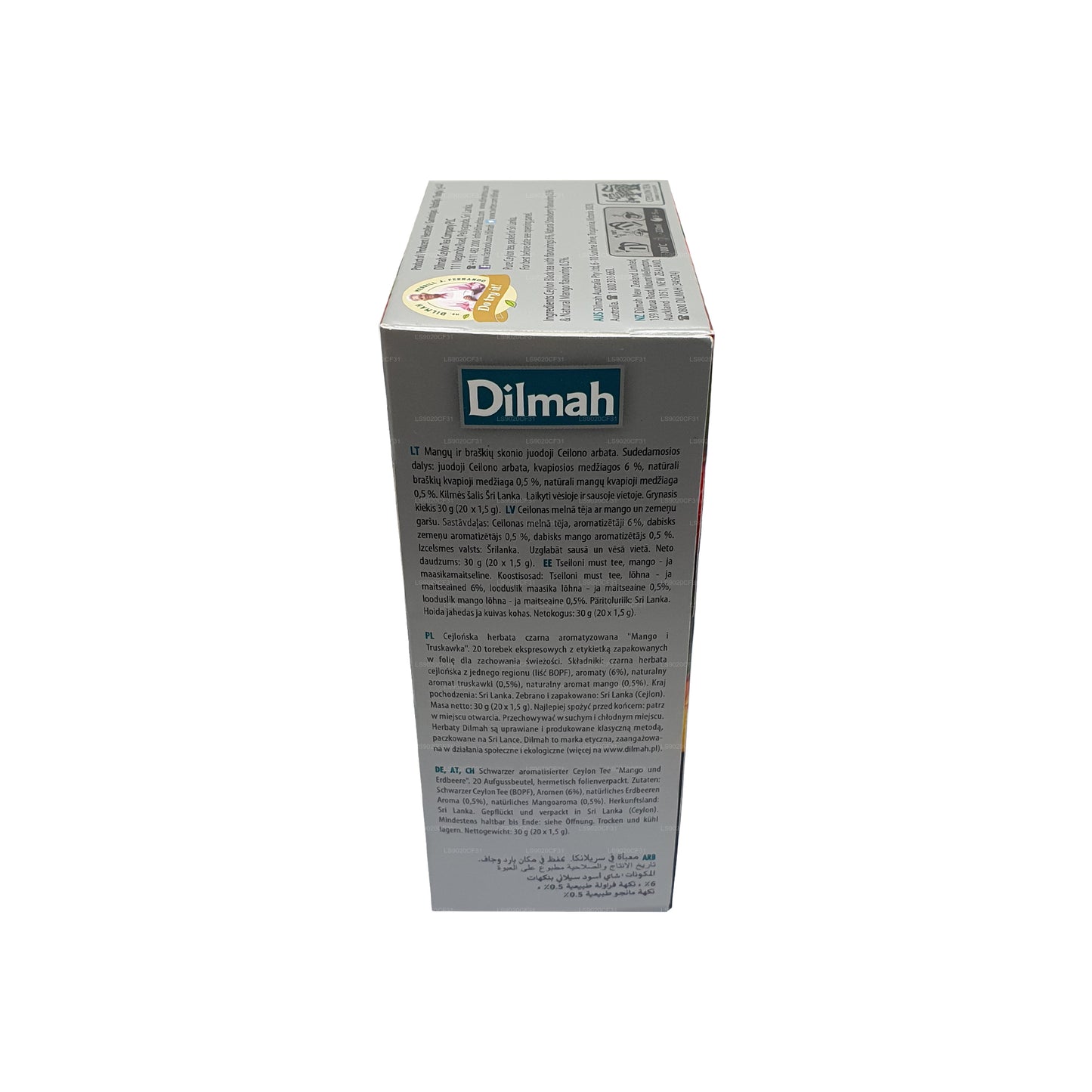 Thé aromatisé à la mangue et à la fraise Dilmah (30g) 20 sachets