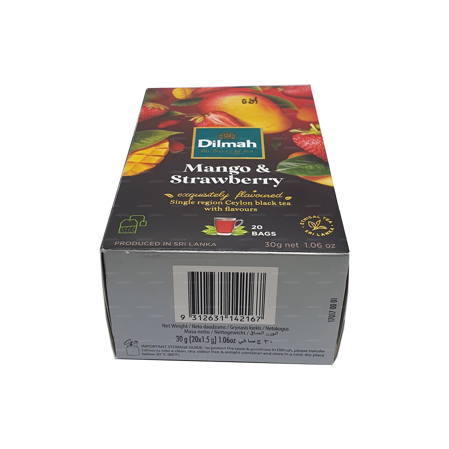 Thé aromatisé à la mangue et à la fraise Dilmah (30g) 20 sachets
