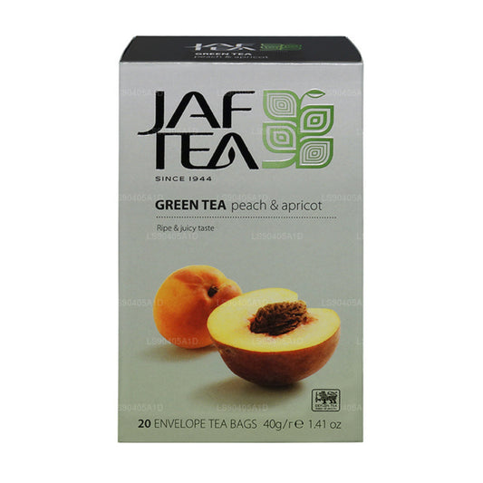 Jaf Tea Pure Green Collection Thé vert pêche et abricot (40 g) 20 sachets de thé