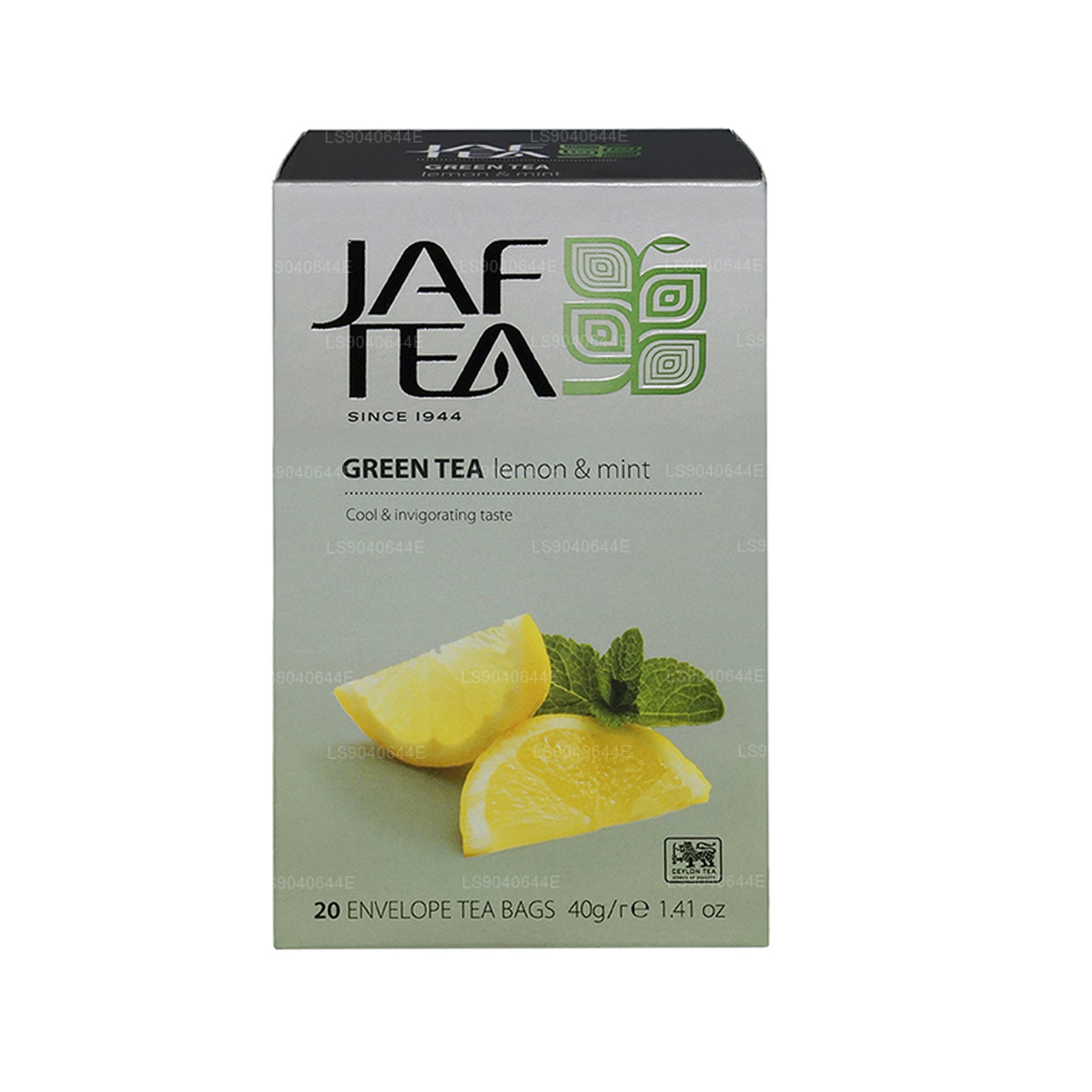 Sachets de thé enveloppés en aluminium au citron vert et à la menthe de la collection Jaf Tea Pure Green (40 g)