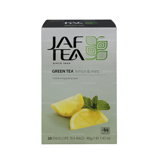 Sachets de thé enveloppés en aluminium au citron vert et à la menthe de la collection Jaf Tea Pure Green (40 g)