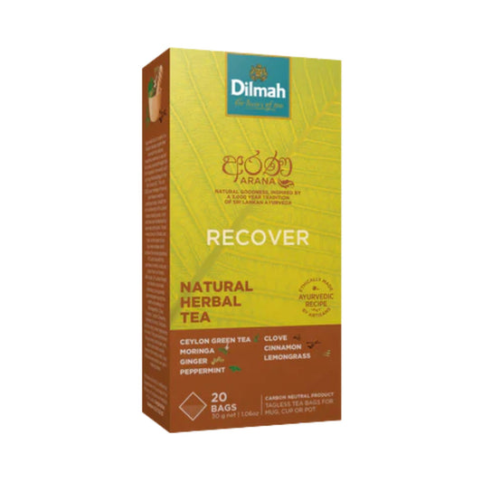 Thé vert aux herbes naturel Dilmah Arana Recover (20 sachets de thé sans étiquette)