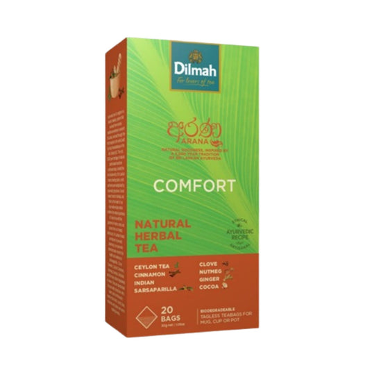 Thé noir aux herbes naturelles Dilmah Arana Comfort (20 sachets de thé sans étiquette)