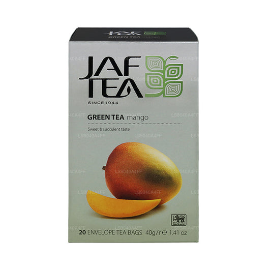Sachets de thé enveloppés en aluminium à la mangue de la collection Jaf Tea Pure Green Collection (40 g)