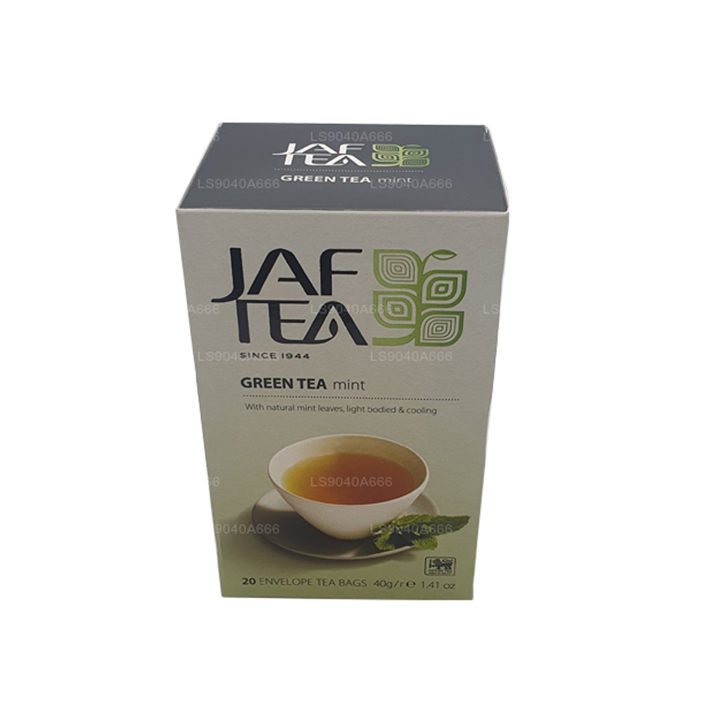 Sachets de thé en aluminium à la menthe de la collection Jaf Tea Pure Green Collection (40 g)