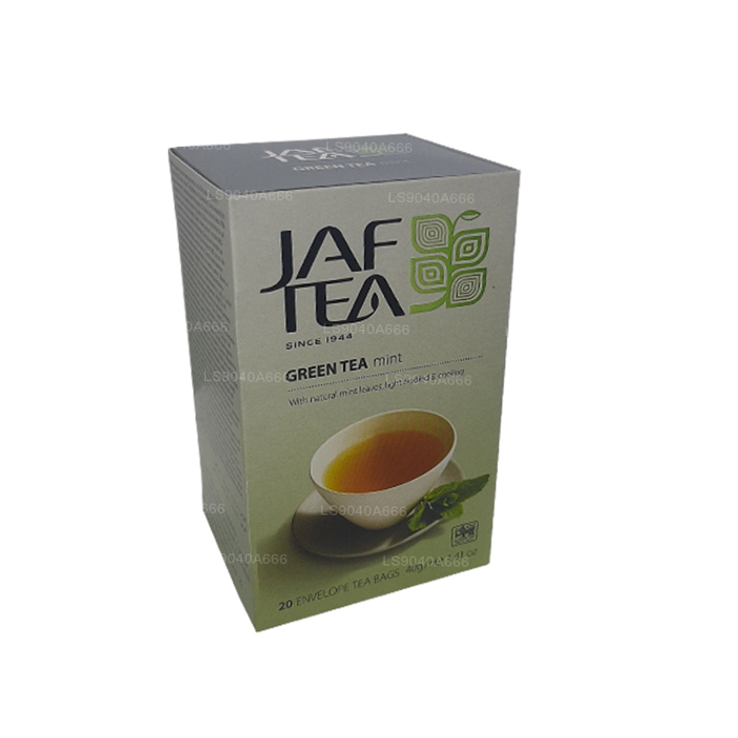 Sachets de thé en aluminium à la menthe de la collection Jaf Tea Pure Green Collection (40 g)