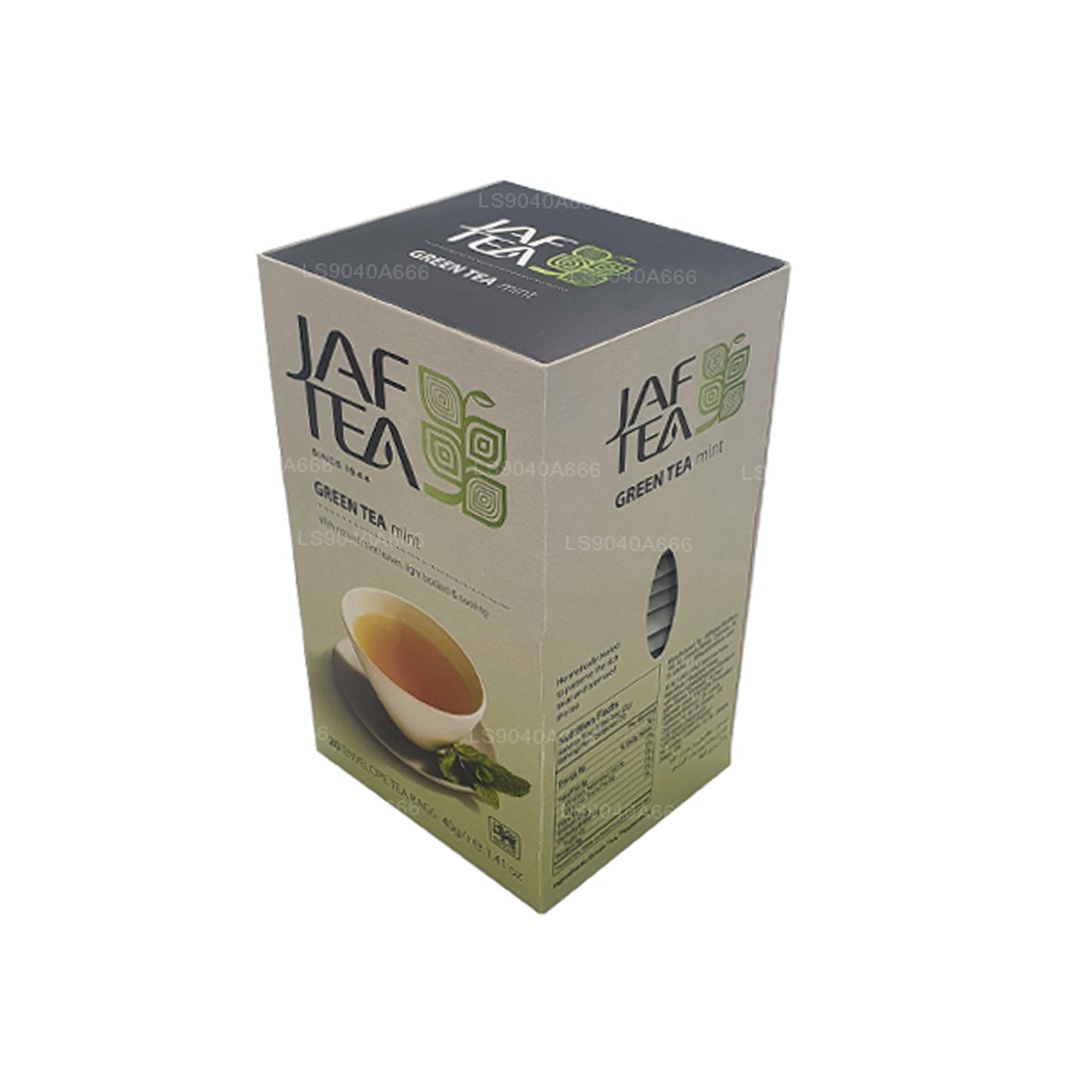 Sachets de thé en aluminium à la menthe de la collection Jaf Tea Pure Green Collection (40 g)
