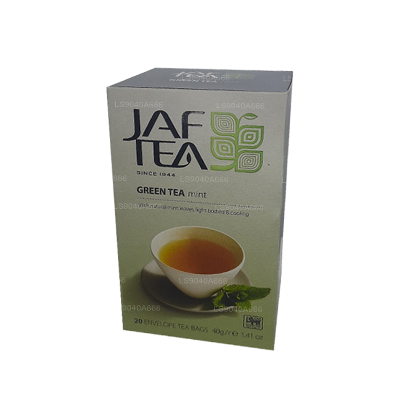 Sachets de thé en aluminium à la menthe de la collection Jaf Tea Pure Green Collection (40 g)