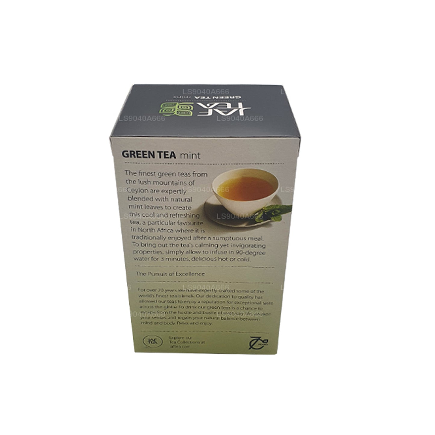 Sachets de thé en aluminium à la menthe de la collection Jaf Tea Pure Green Collection (40 g)