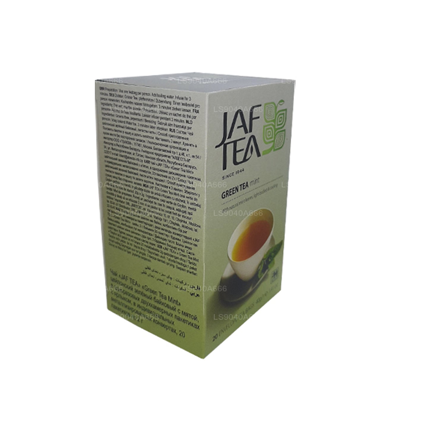 Sachets de thé en aluminium à la menthe de la collection Jaf Tea Pure Green Collection (40 g)