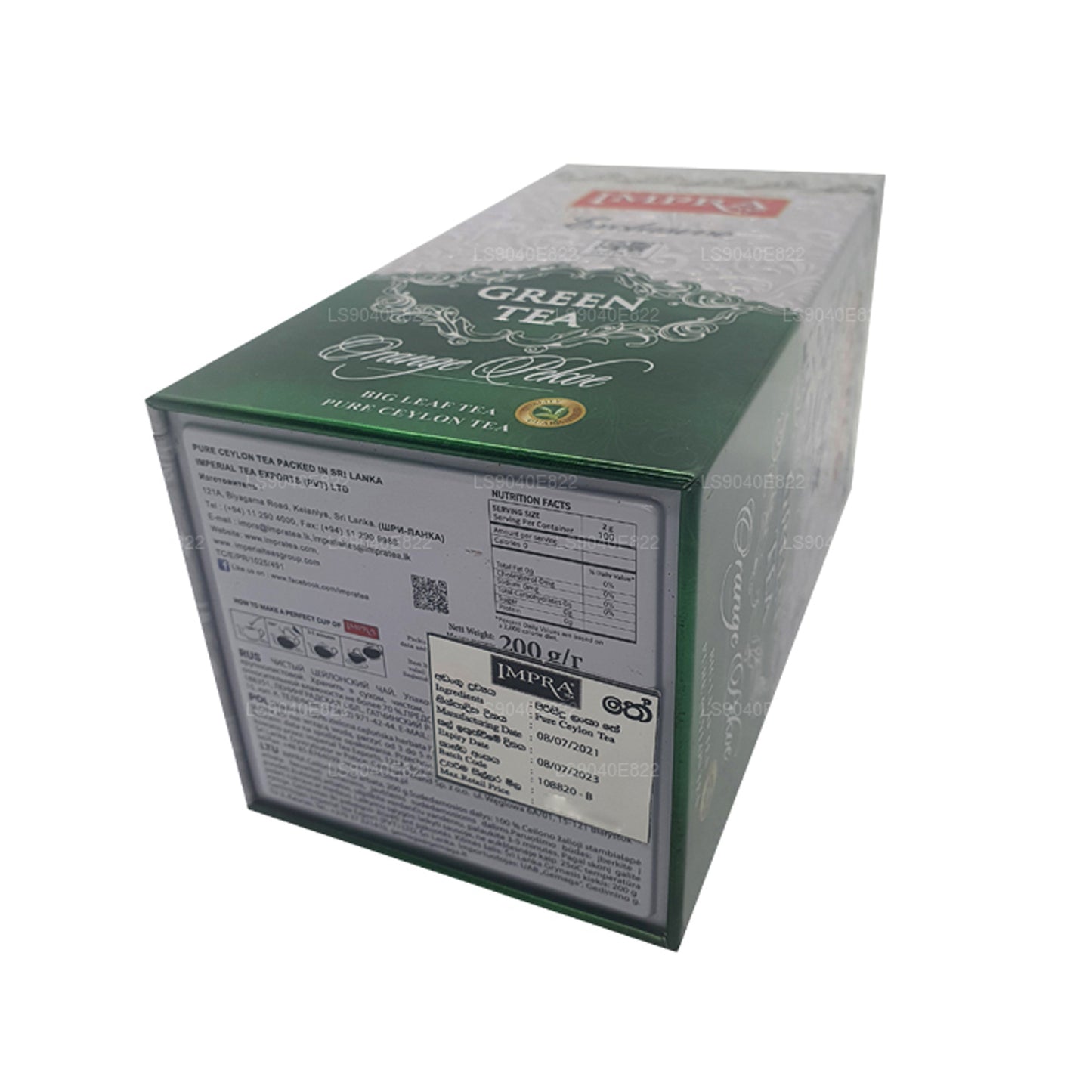 Thé vert Big Leaf Impra Exclusive, orange Pekoe (200 g), boîte