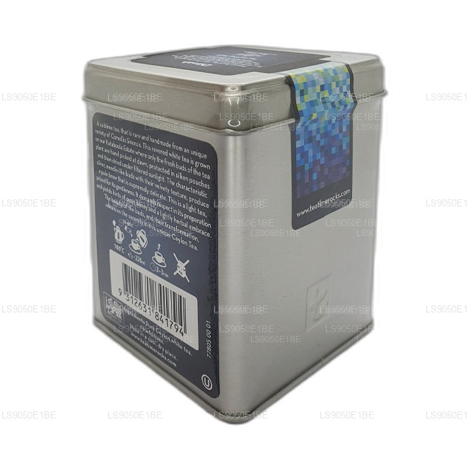 Boîte à thé blanche Dilmah série T VSRT Ceylon Silver Tips (40 g), feuille en vrac