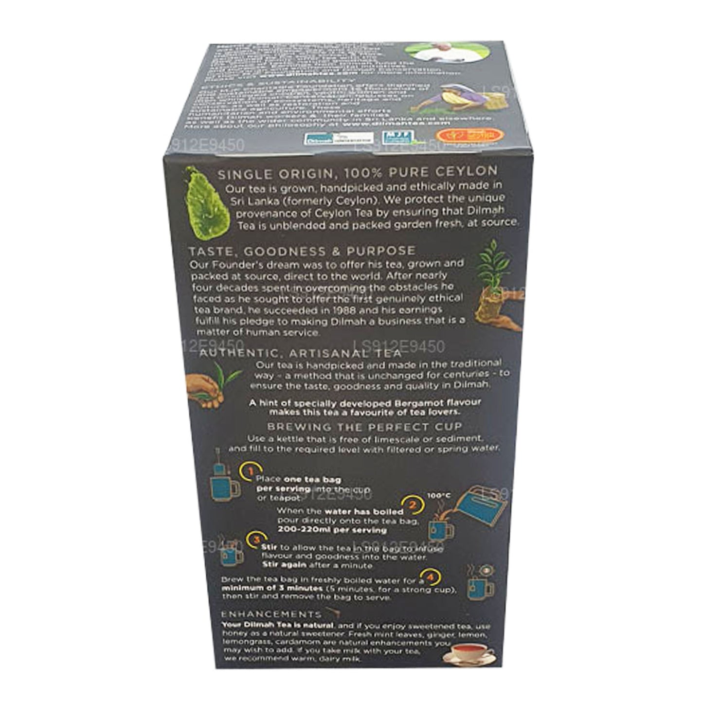 Thé Dilmah Earl Grey (100 g) 50 sachets de thé