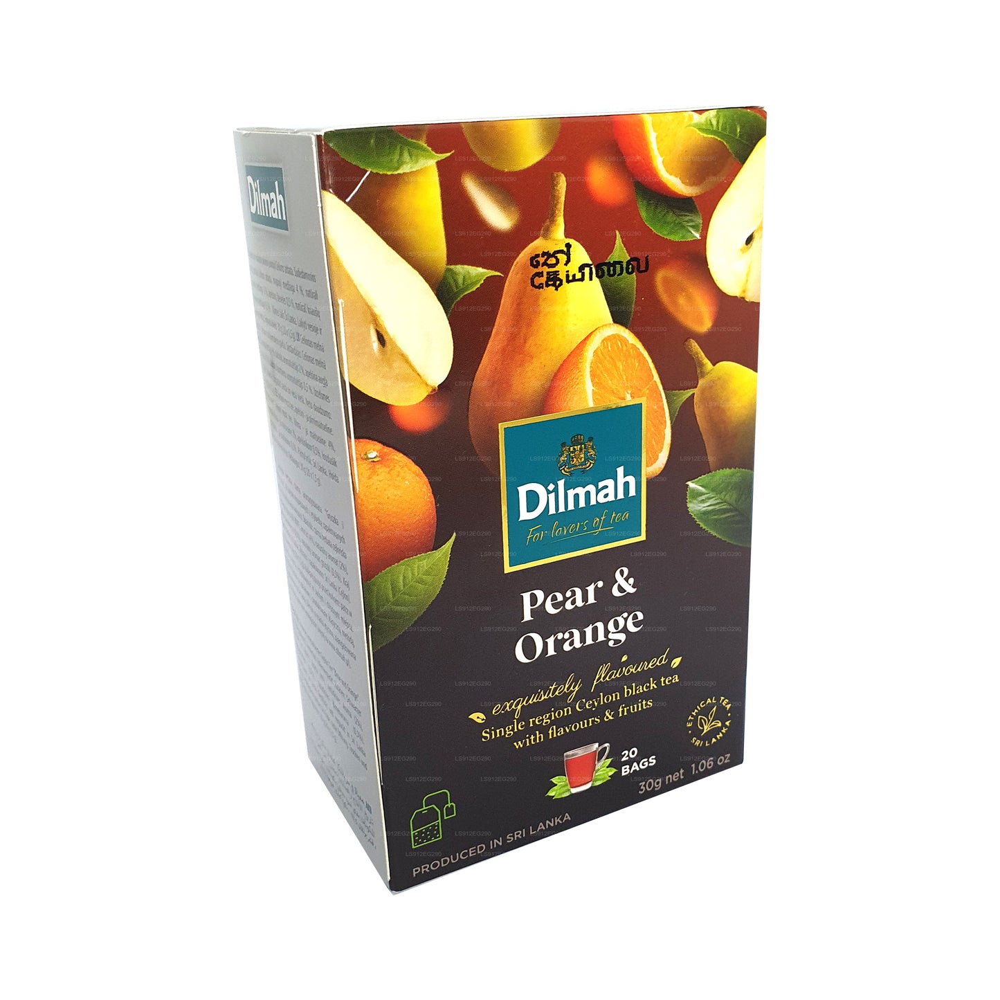 Thé noir de Ceylan aromatisé à la poire et à l'orange Dilmah (30g) 20 sachets de thé