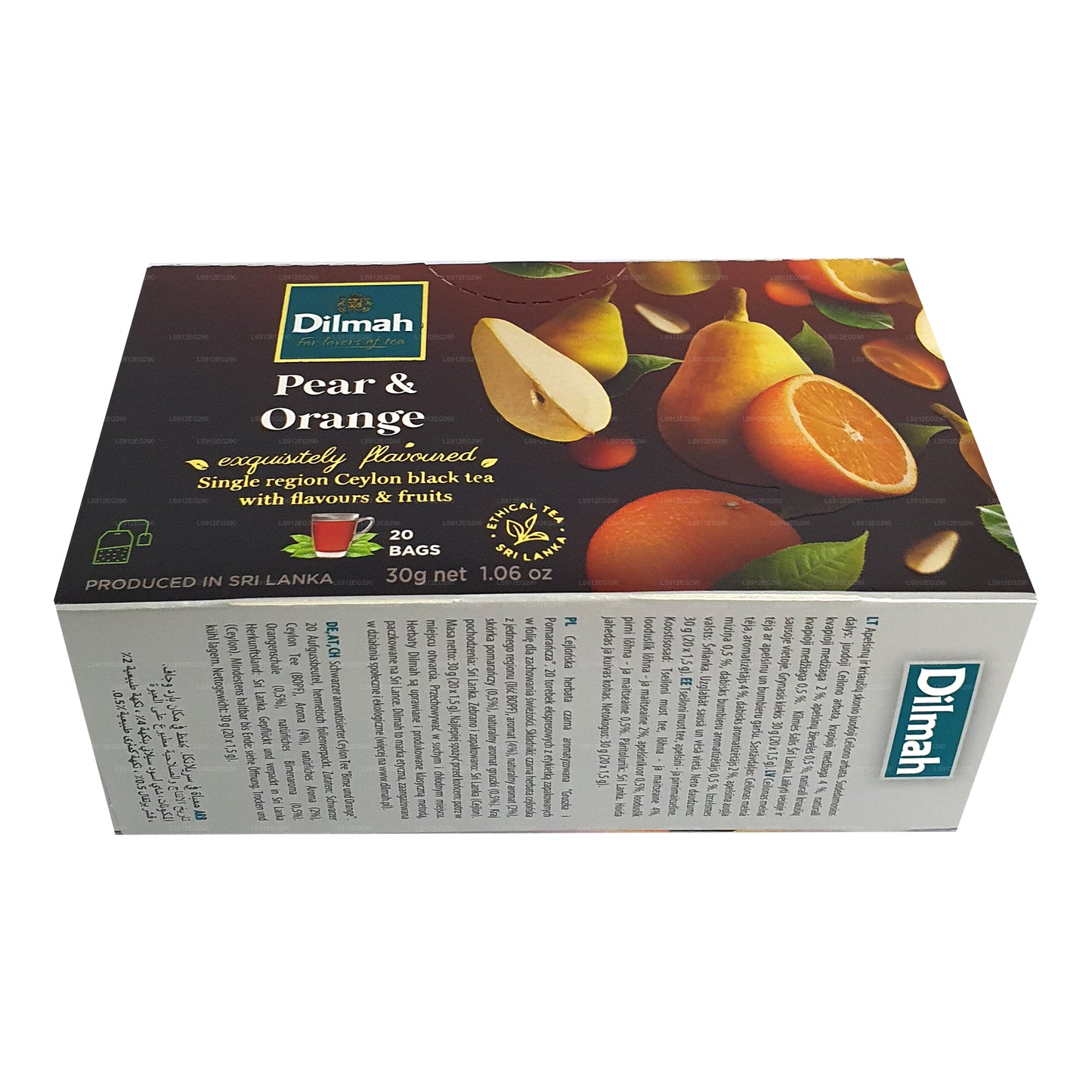 Thé noir de Ceylan aromatisé à la poire et à l'orange Dilmah (30g) 20 sachets de thé
