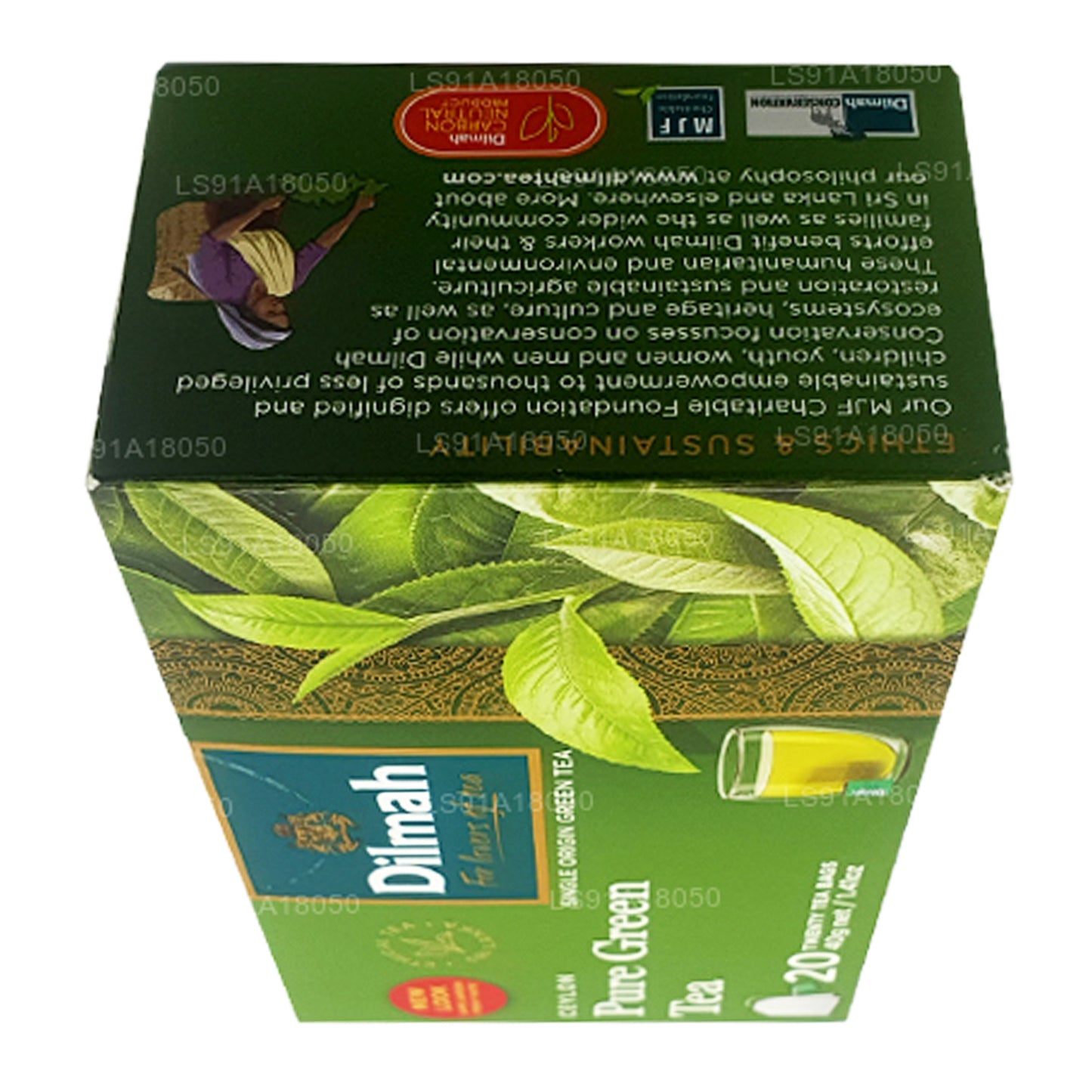 Thé vert Dilmah Pure Ceylan (40 g) 20 sachets de thé