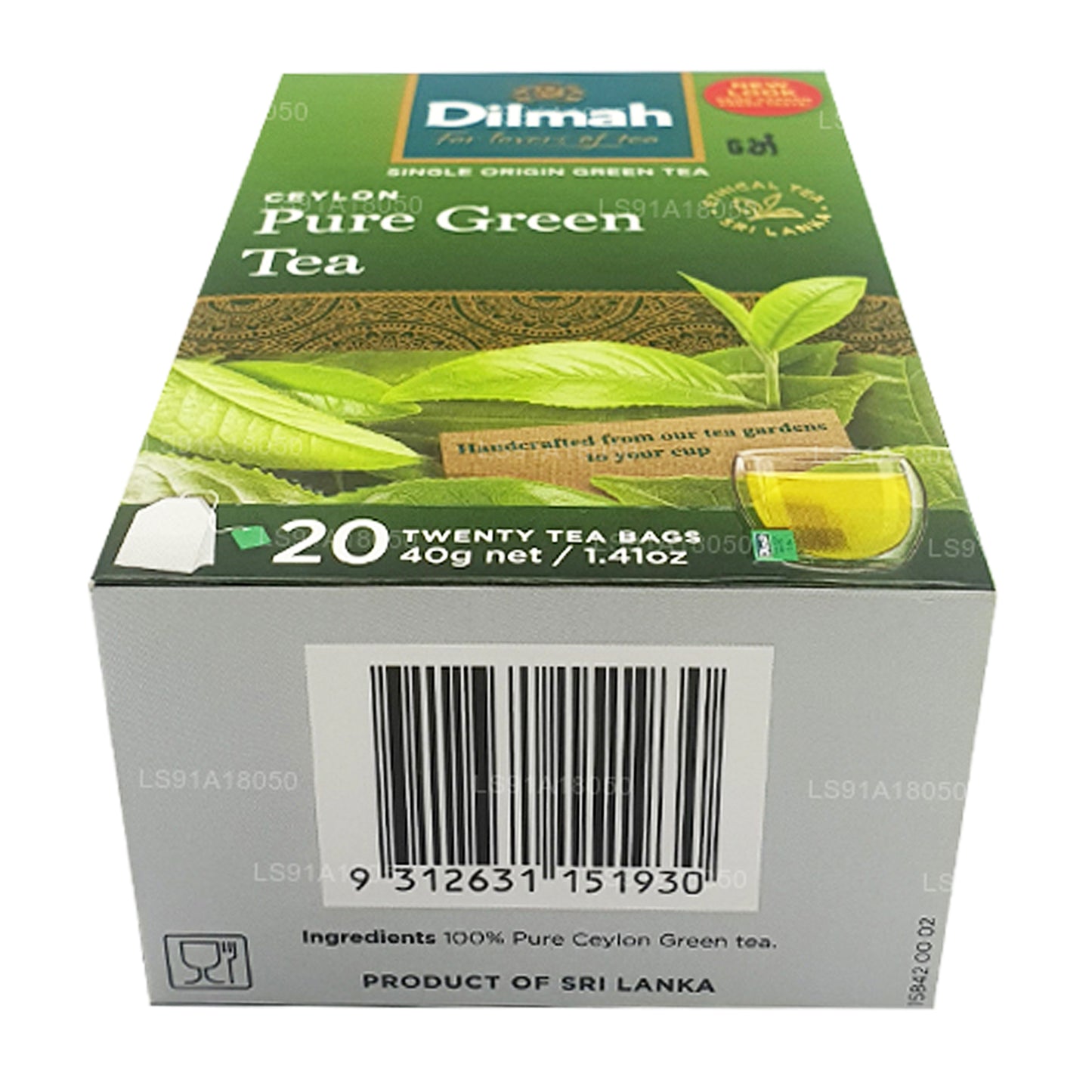 Thé vert Dilmah Pure Ceylan (40 g) 20 sachets de thé