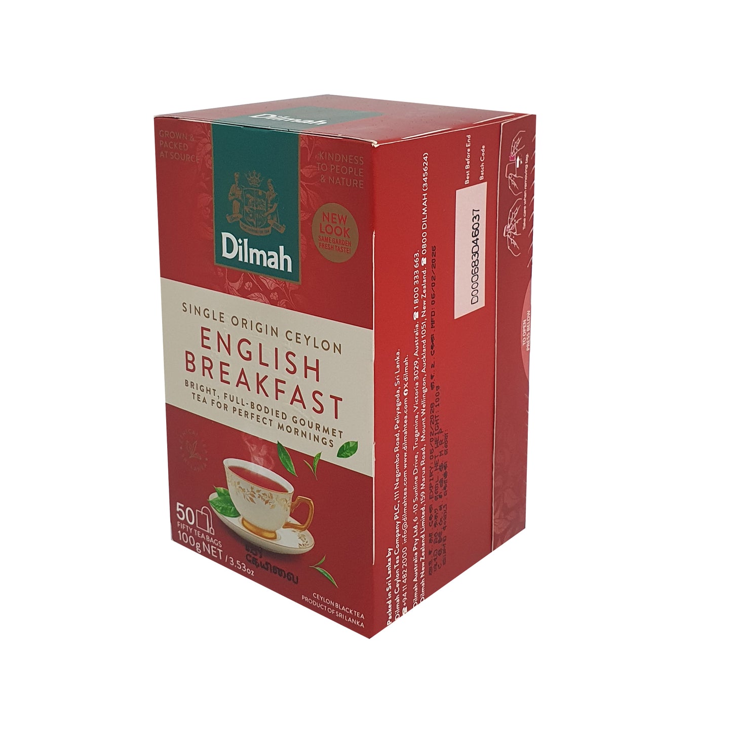 Thé anglais Dilmah pour petit déjeuner, 50 sachets de thé (100 g)