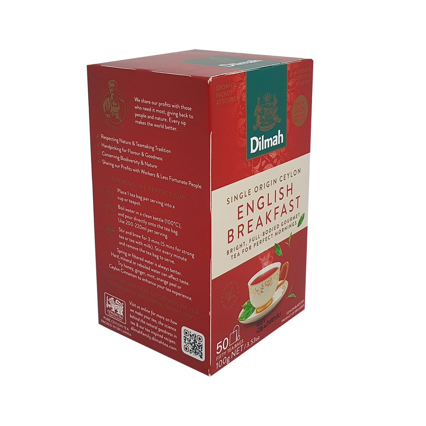 Thé anglais Dilmah pour petit déjeuner, 50 sachets de thé (100 g)