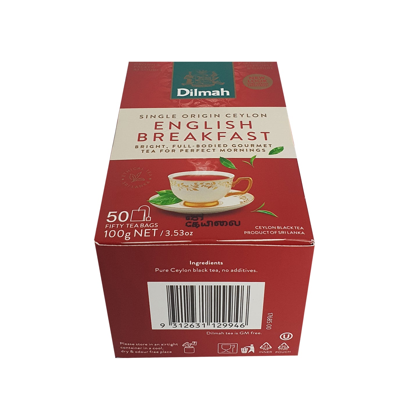 Thé anglais Dilmah pour petit déjeuner, 50 sachets de thé (100 g)