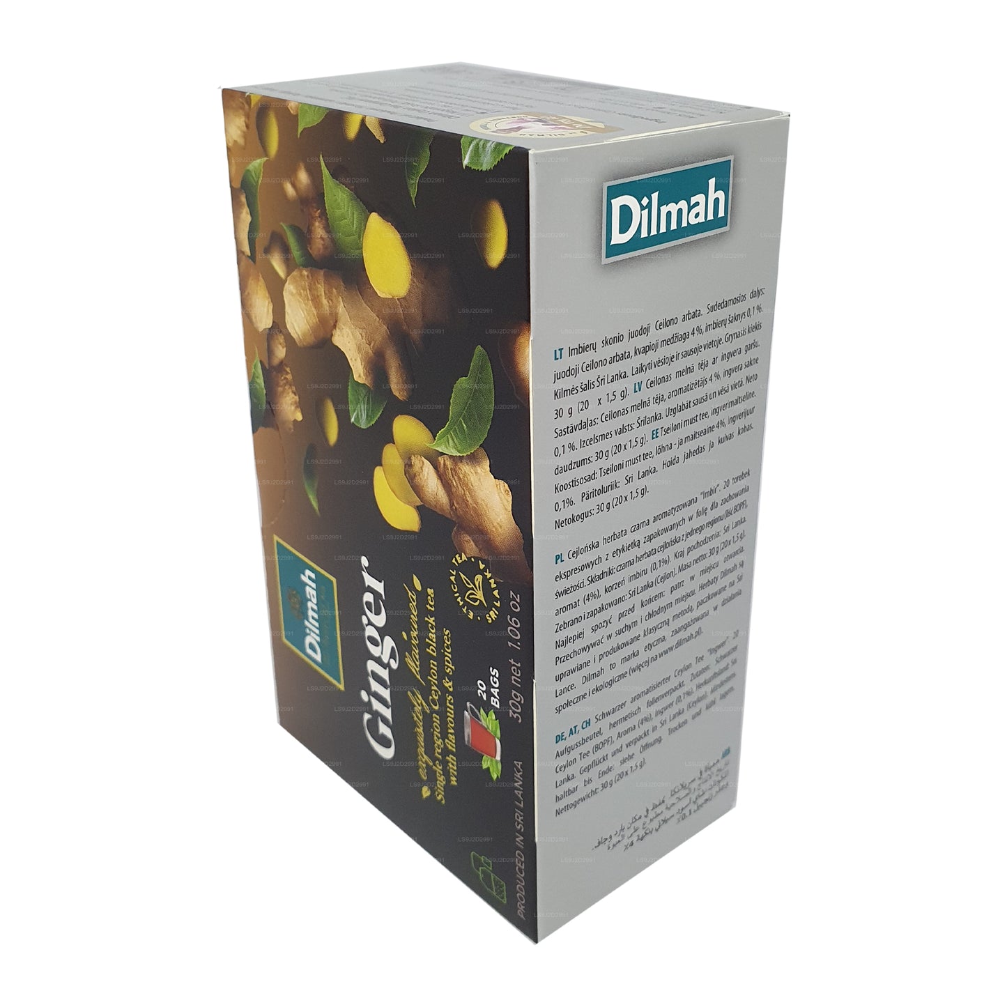 Thé noir aromatisé au gingembre Dilmah (30g) 20 sachets de thé